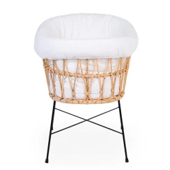 Berceau en rotin pieds en métal + housse blanc cassé
