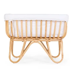 Berceau en rotin rectangulaire + couvercle blanc cassé