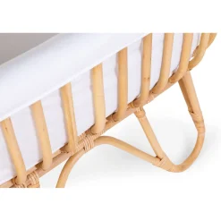 Berceau en rotin rectangulaire + couvercle blanc cassé