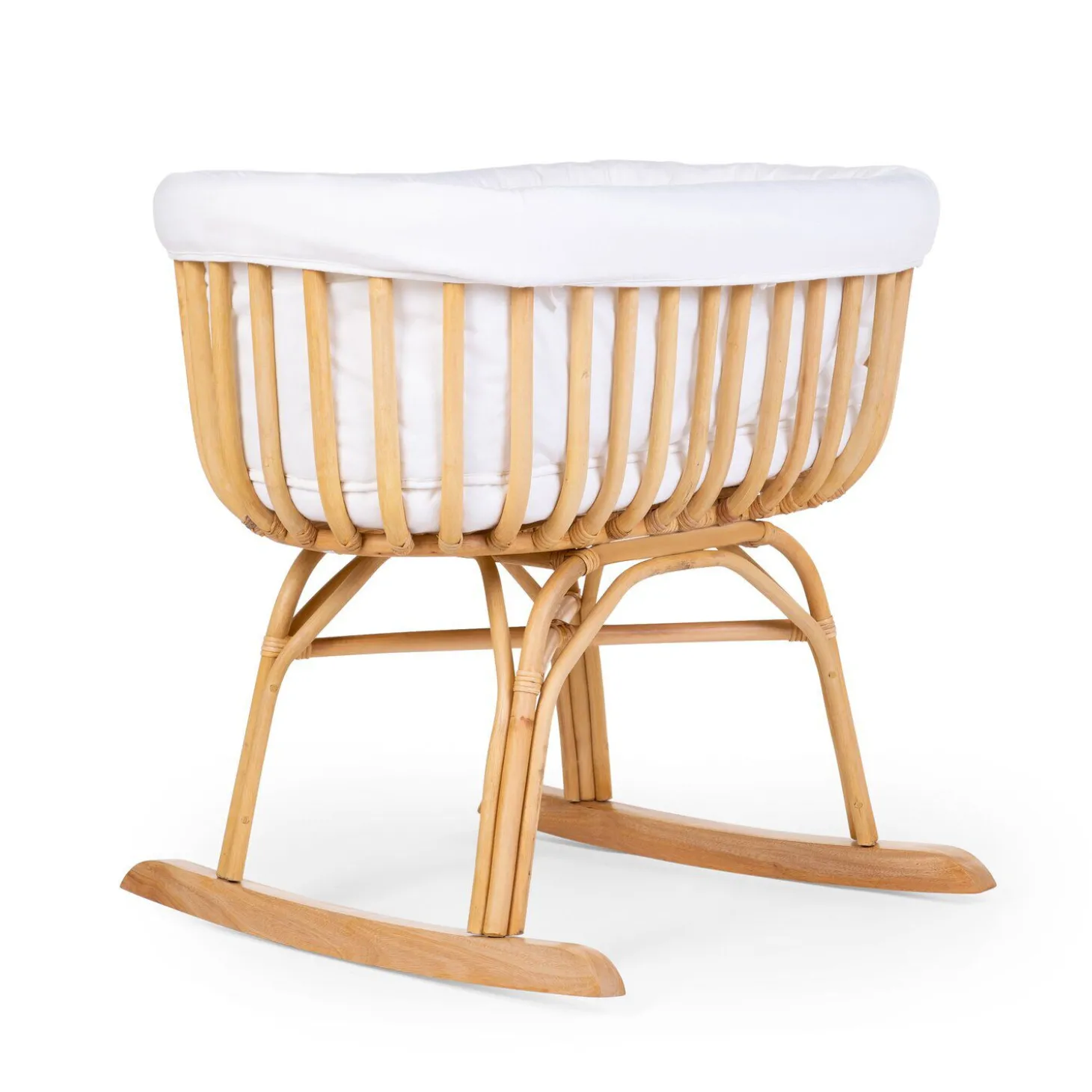 Berceau Rotin - 90x70x71 Cm + Habillage Jersey Ecru - Matela