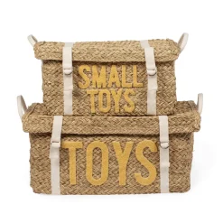 Coffre à jouets en rotin jaune 2pcs