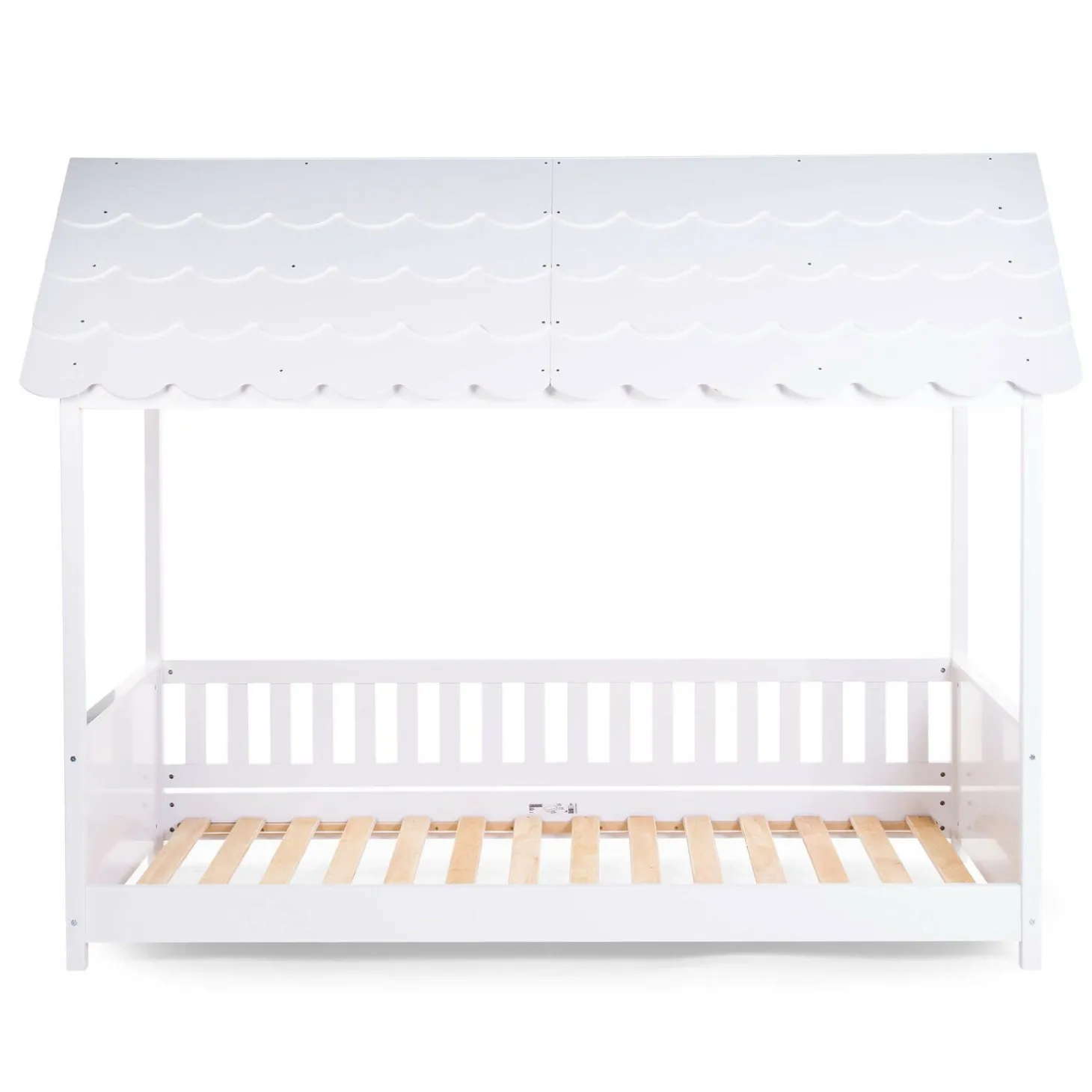Lit Cabane Avec Toit - 90x200 Cm - Bois - Blanc