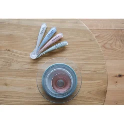 Lot de 4 cuillères 1er âge silicone Eucalyptus/Bleu/Rose/Gris