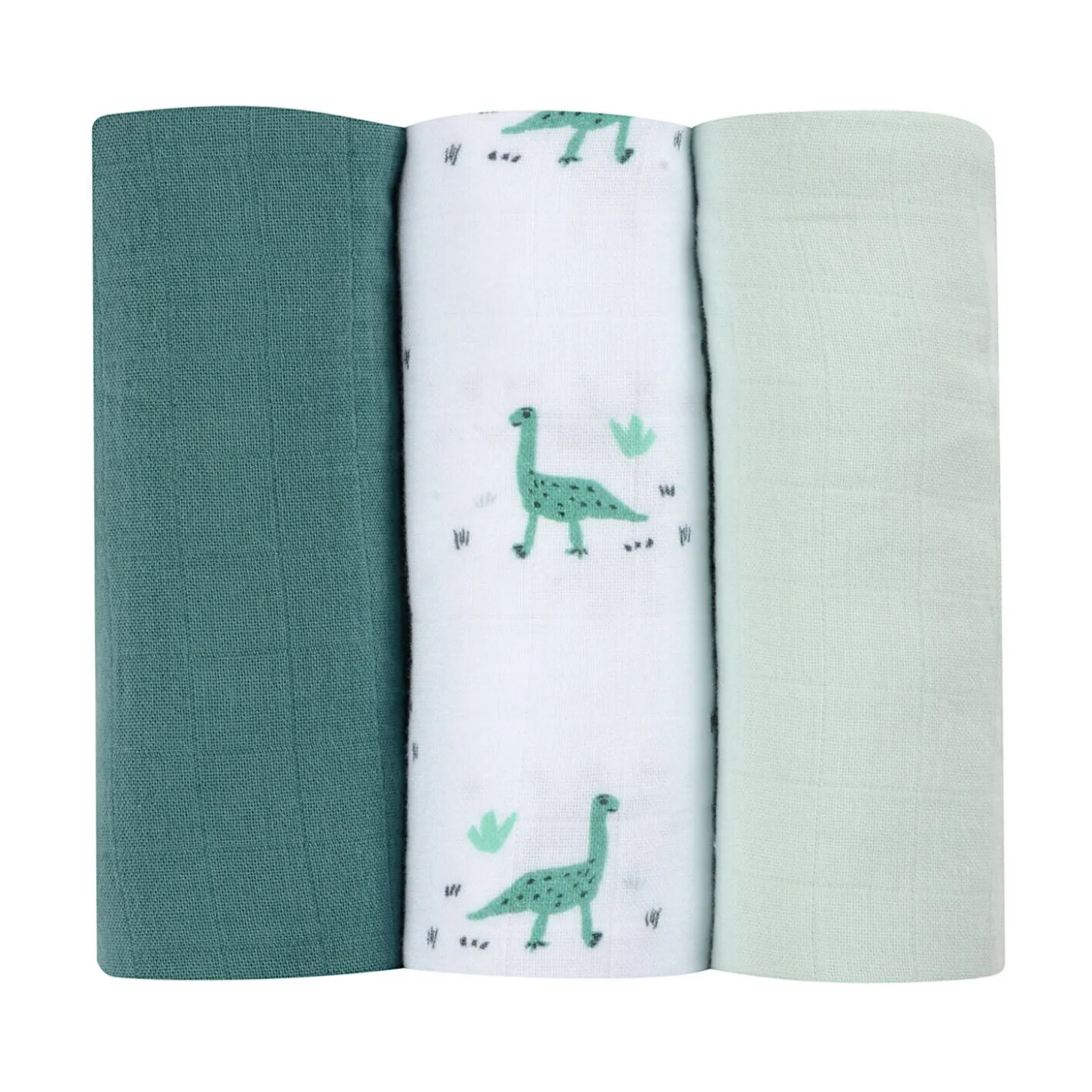 Lot de 3 langes en coton Jurassique/Vert