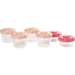 Lot de 6 portions clip 1er âge 60 et 120 ml Rose