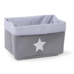 Panier De Rangement - 32x20x20 Cm - Toile - Gris Rayures