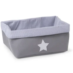 Panier De Rangement - 40x30x20 Cm - Toile - Gris Rayures