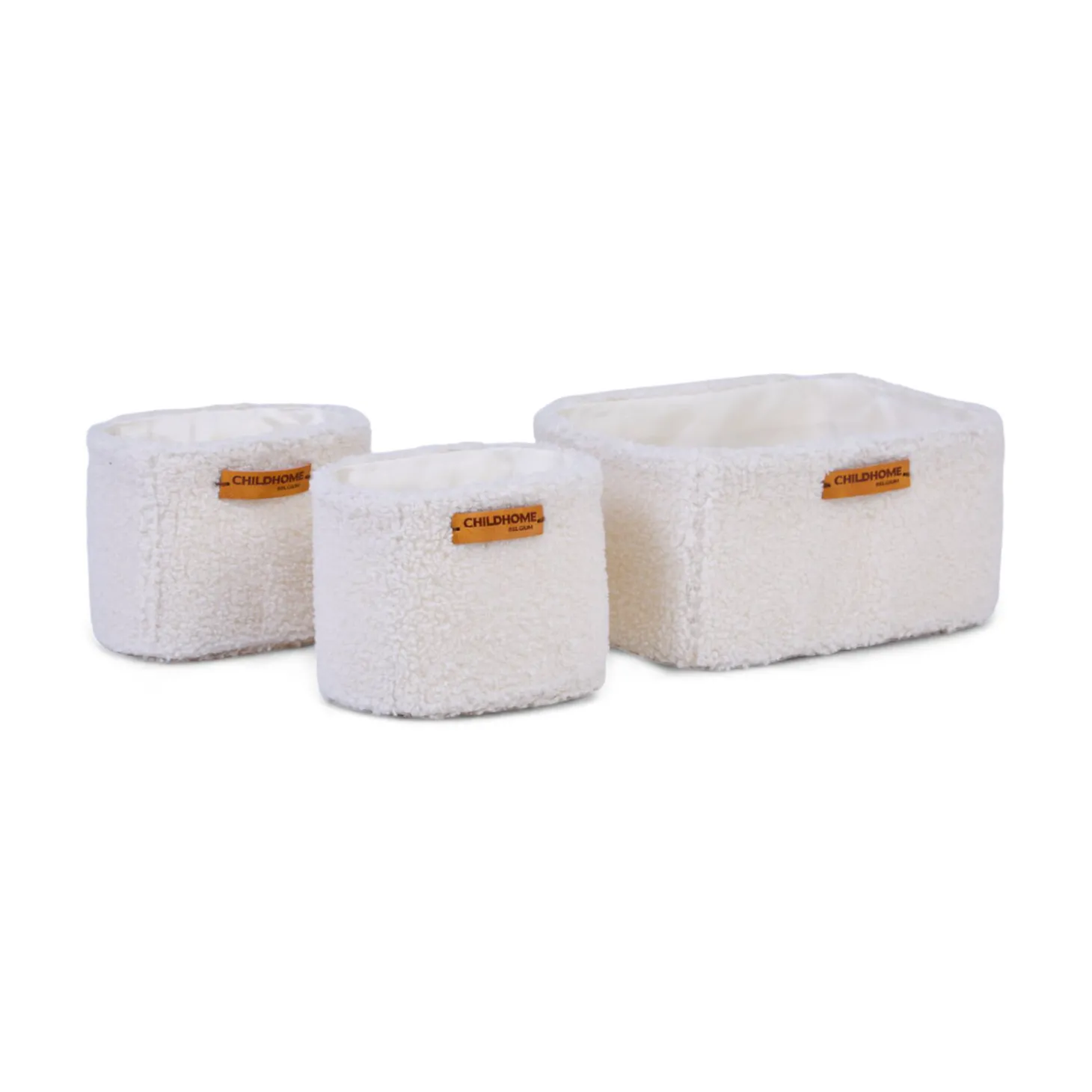 Set Of 3 Hanging Storage Baskets - 21x14x10 Cm + 14x10x10 Cm -Teddy Off white
