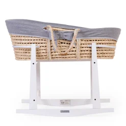 Support à bascule panier à moïse en bois blanc